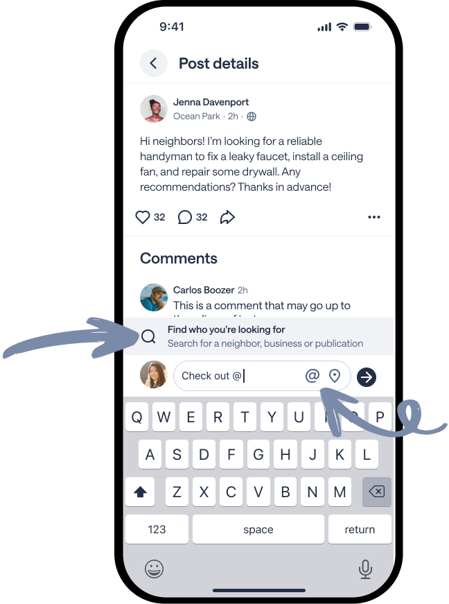 Post detail screen comment posted